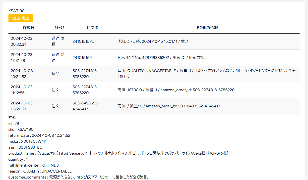 返品商品の詳細説明画像